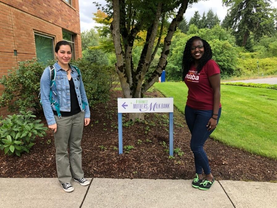 UW Global Health MPH students Miriana Duran and Brenda Kharono at the Northwest Mothers Milk Bank in Portland, Oregon.