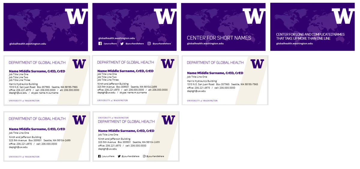 UW DGH business cards