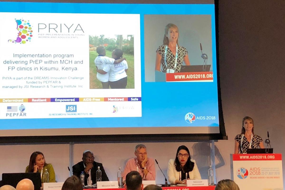Dr. Jillian Pintye presented on the PrEP Implementation for Young Women and Adolescents (PrIYA) program at the AIDS 2018 conference.