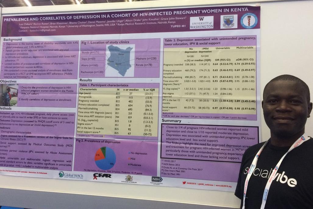  Lusi Osborn presented on prevalence and correlates of depression among HIV-infected pregnant women in Kenya at the AIDS 2018 conference. 