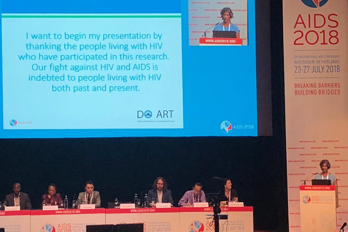 Dr. Ruanne Barnabas presented on the DO ART Study and community-based HIV care at the AIDS 2018 conference.